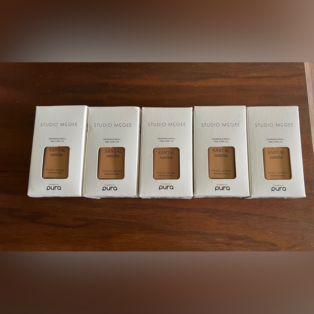 Bundle of five Pura Santal Vanilla x Studio McGee fragrance refills..